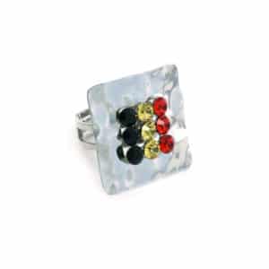 Femme de foot bague 9 strass bord en métal