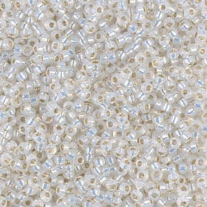 Miyuki Rocailles 11/0 N° 551 Blanc Laiteux intérieur Argent 8grs