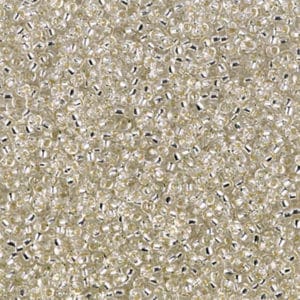 Miyuki Rocailles 15/0 N°1 Crystal intérieur Argent  8grs