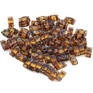 Miyuki Sachet 10grs Half Tila 5x2.3x1.9mm Brun Moucheté Transparent Picasso N°4502