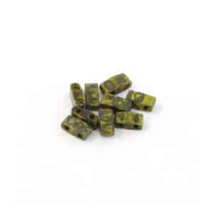 Miyuki Sachet 10g Half Tila 5x2.3x1.9mm Vert Jaune Opaque Picasso N°4519