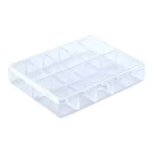 Boite de rangement avec 12 boites rondes plexiglas 160x120x51mm