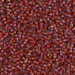 Sach 8g Délica 11/0 Rouge Foncé AB intérieur blanc N°1781